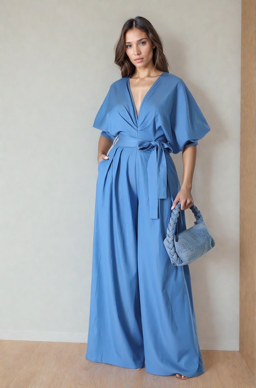Avery One Shoulder Pocketed Jumpsuit - Navy