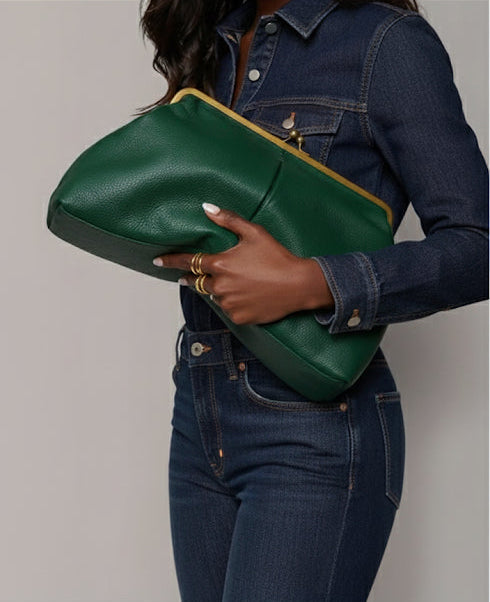 Claire | Oversized Clutch - Emerald