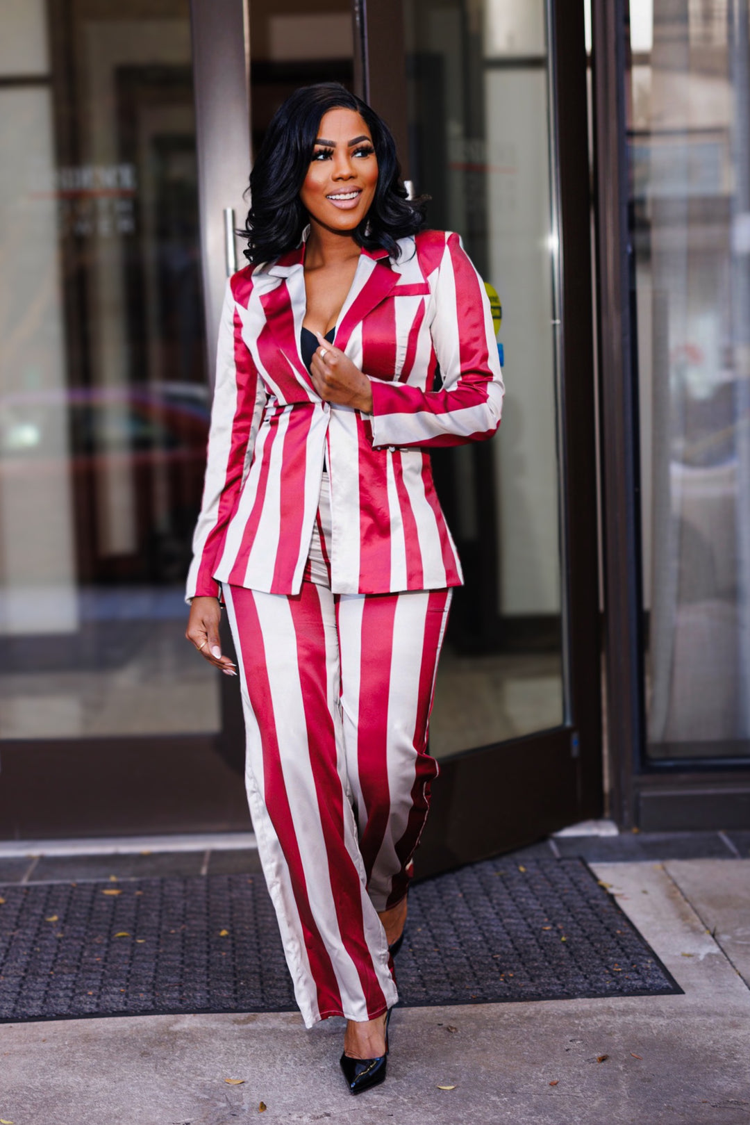 Strictly Business Pant Suit Burgundy - Main Image