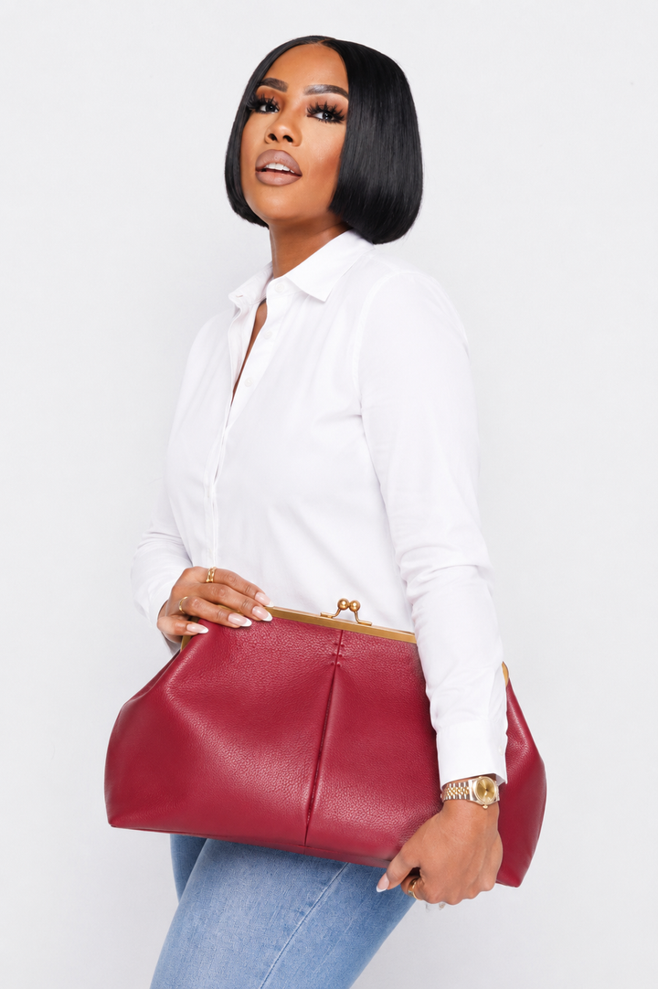 Claire | Oversized Clutch - Deep Red